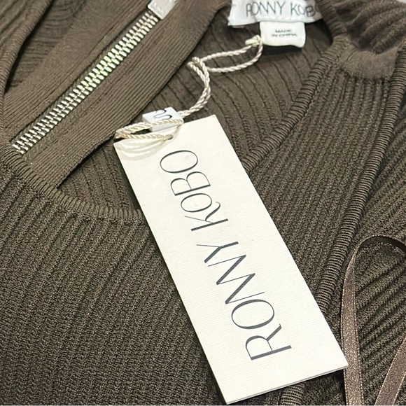NWT Ronny Kobo Megan Rib Knit Cutout  Midi Bodycon Dress  Stretch  XS Sa… - Picture 13 of 14